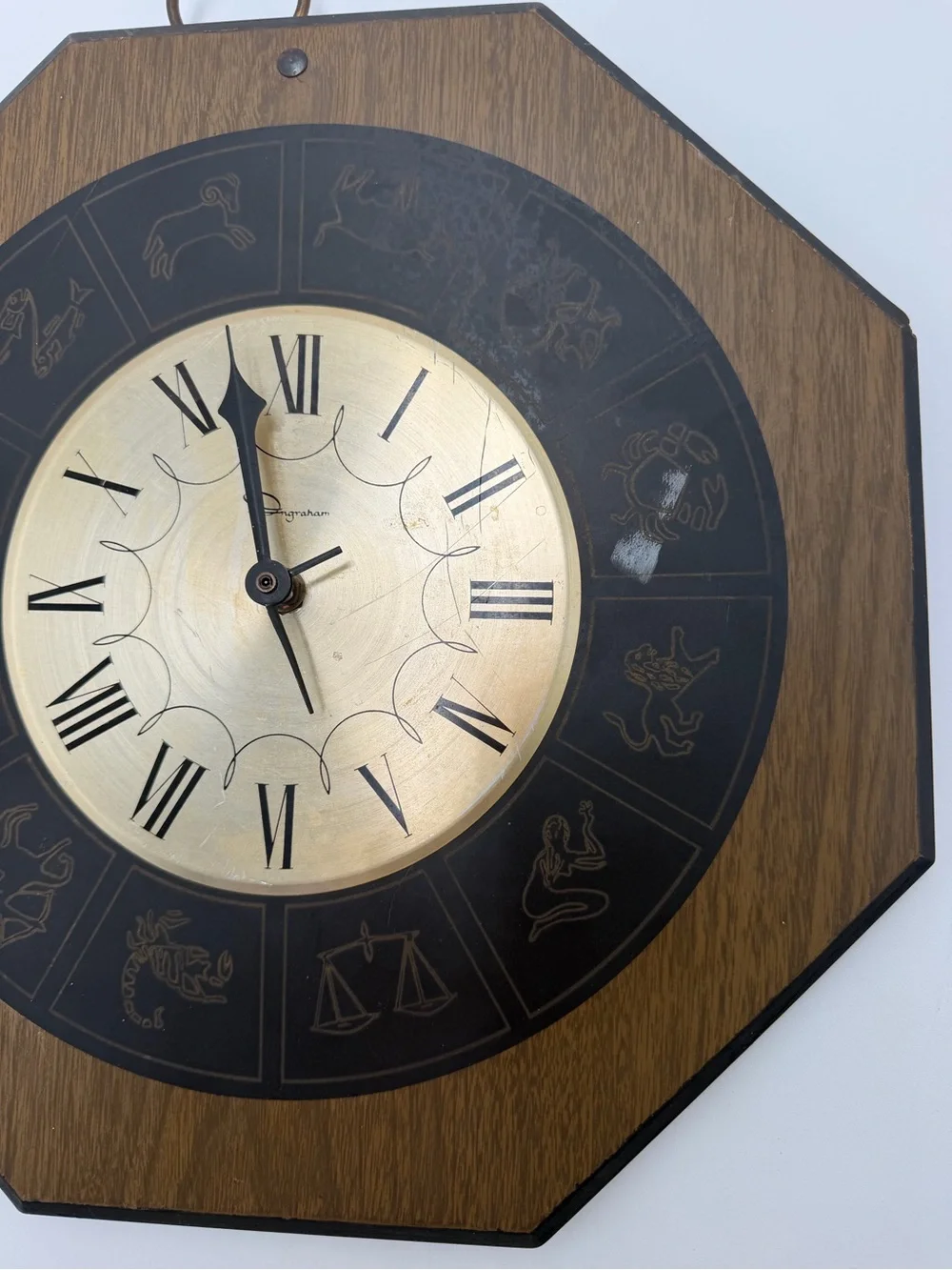 Vintage Ingraham Zodiac Wall Clock: 1960s Mid Century Astrological Decor SEE DES
